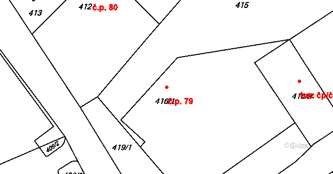 Dobranov 79, Česká Lípa na parcele st. 416/1 v KÚ Dobranov, Katastrální mapa
