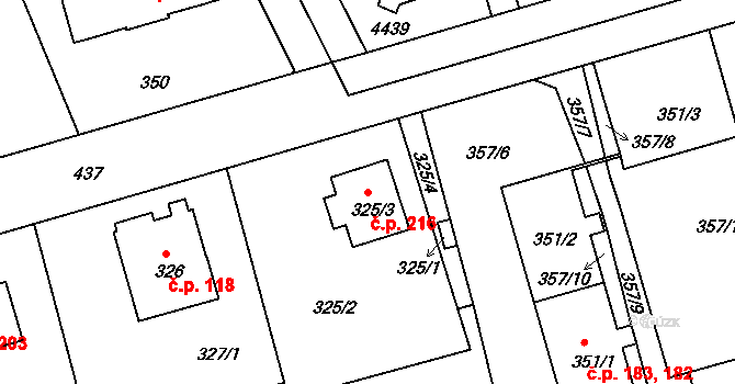 Liberec IX-Janův Důl 216, Liberec na parcele st. 325/3 v KÚ Janův Důl u Liberce, Katastrální mapa