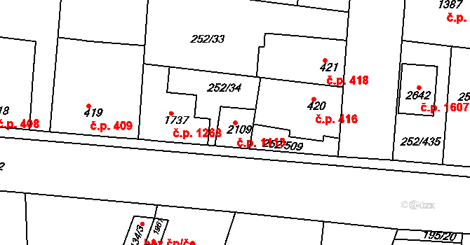 Rosice 1113 na parcele st. 2109 v KÚ Rosice u Brna, Katastrální mapa