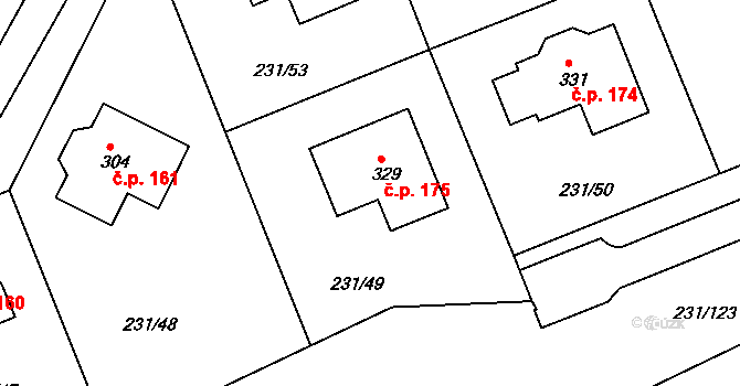 Zámrsk 175 na parcele st. 329 v KÚ Zámrsk, Katastrální mapa