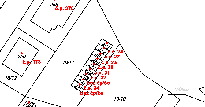 Nový Rychnov 22 na parcele st. 452 v KÚ Nový Rychnov, Katastrální mapa