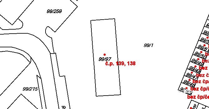 Habartov 138,139 na parcele st. 99/97 v KÚ Habartov, Katastrální mapa