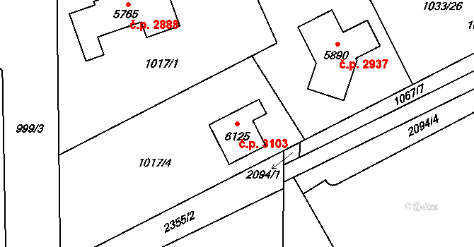 Šumperk 3103 na parcele st. 6125 v KÚ Šumperk, Katastrální mapa