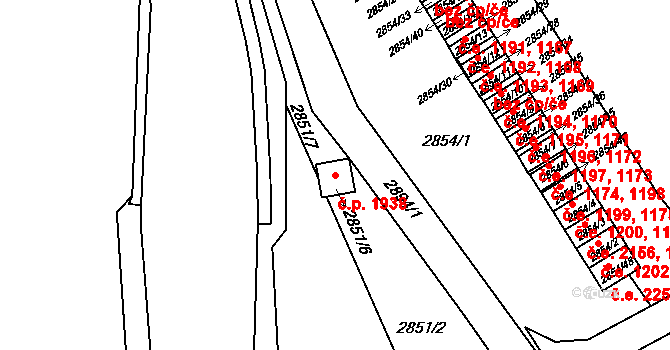 Český Těšín 1938 na parcele st. 2851/6 v KÚ Český Těšín, Katastrální mapa