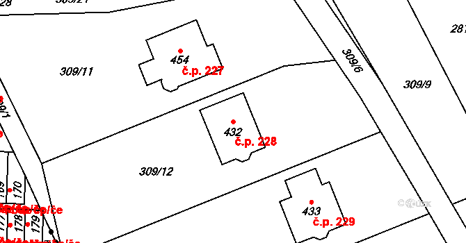 Dolní Chrastava 228, Chrastava na parcele st. 432 v KÚ Dolní Chrastava, Katastrální mapa