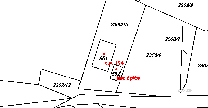 Libá 194 na parcele st. 551 v KÚ Libá, Katastrální mapa