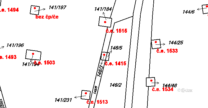 Červený Hrádek 1415, Jirkov na parcele st. 146/3 v KÚ Červený Hrádek u Jirkova, Katastrální mapa