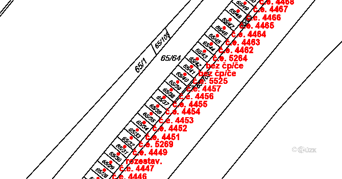 Neštěmice 4455, Ústí nad Labem na parcele st. 65/38 v KÚ Neštěmice, Katastrální mapa