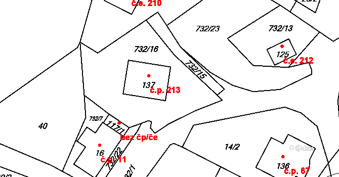 Pulovice 213, Šemnice na parcele st. 137 v KÚ Pulovice, Katastrální mapa