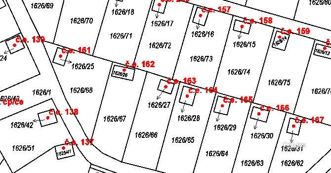 Teplické Předměstí 163, Bílina na parcele st. 1626/27 v KÚ Bílina, Katastrální mapa