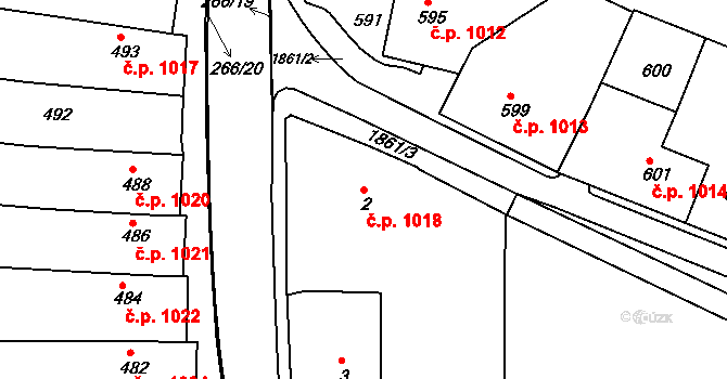 Brumov 1018, Brumov-Bylnice na parcele st. 2 v KÚ Brumov, Katastrální mapa