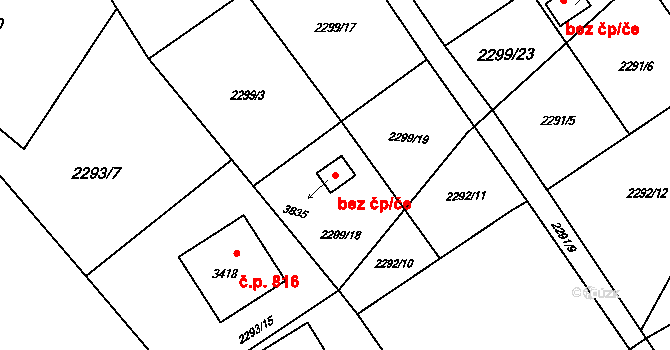 Rožnov pod Radhoštěm 39541908 na parcele st. 3835 v KÚ Rožnov pod Radhoštěm, Katastrální mapa