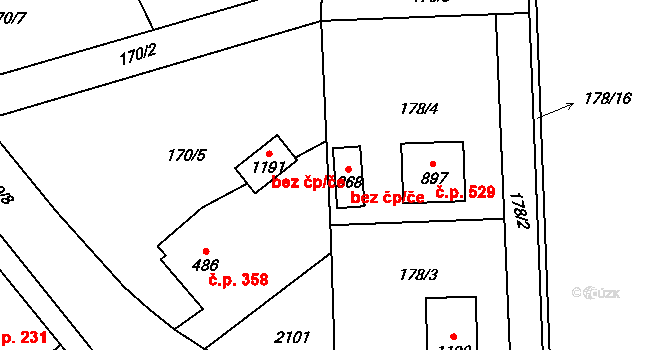 Mirošov 40668908 na parcele st. 968 v KÚ Mirošov, Katastrální mapa
