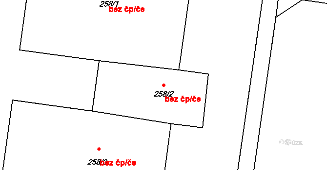 Židovice 41374908 na parcele st. 258/2 v KÚ Židovice nad Labem, Katastrální mapa