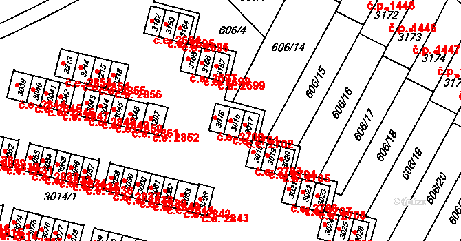Podlesí 2701, Havířov na parcele st. 3016 v KÚ Bludovice, Katastrální mapa