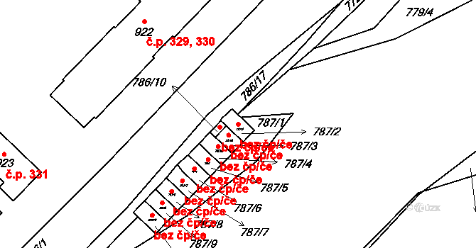 Komárov 42323908 na parcele st. 787/2 v KÚ Komárov u Hořovic, Katastrální mapa