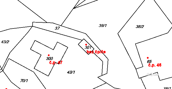 Záměl 43602908 na parcele st. 301 v KÚ Záměl, Katastrální mapa