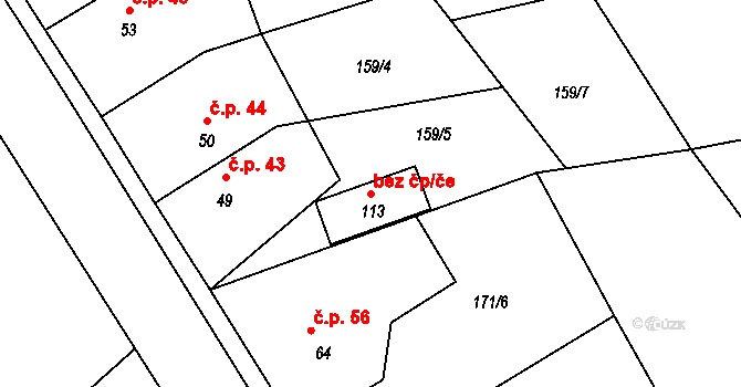 Chrudim 43706908 na parcele st. 113 v KÚ Vlčnov u Chrudimi, Katastrální mapa