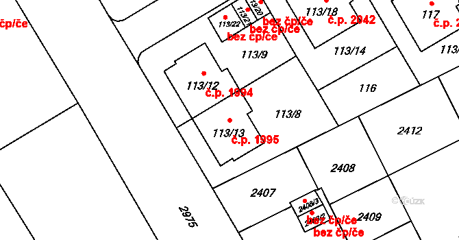Předměstí 1995, Opava na parcele st. 113/13 v KÚ Opava-Předměstí, Katastrální mapa