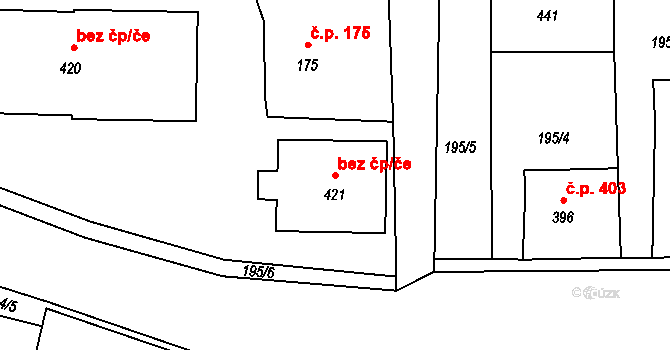 Černčice 46269908 na parcele st. 421 v KÚ Černčice u Loun, Katastrální mapa