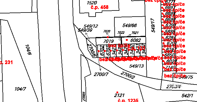 Chrudim 47965908 na parcele st. 6702 v KÚ Chrudim, Katastrální mapa