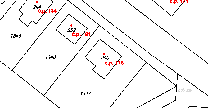 Dřevnovice 175 na parcele st. 240 v KÚ Dřevnovice, Katastrální mapa