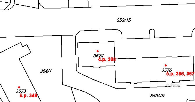 Pražské Předměstí 368, Písek na parcele st. 3574 v KÚ Písek, Katastrální mapa