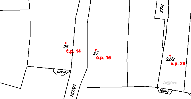 Chrášťovice 15, Mladotice na parcele st. 27 v KÚ Chrášťovice u Mladotic, Katastrální mapa