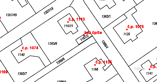Říčany 71379908 na parcele st. 1167/2 v KÚ Říčany u Prahy, Katastrální mapa