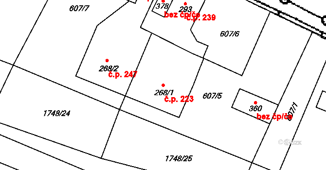 Ruprechtice 223, Meziměstí na parcele st. 268/1 v KÚ Ruprechtice u Broumova, Katastrální mapa