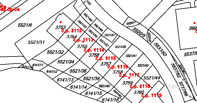 Horní Předměstí 1115, Polička na parcele st. 3756 v KÚ Polička, Katastrální mapa