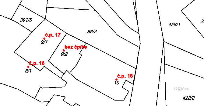 Bojanovice 18 na parcele st. 10 v KÚ Bojanovice u Znojma, Katastrální mapa