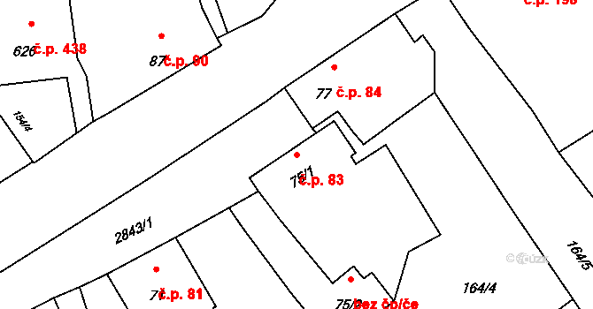 Hranice IV-Drahotuše 83, Hranice na parcele st. 75/1 v KÚ Drahotuše, Katastrální mapa