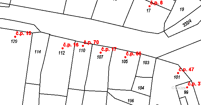 Kojetín III-Kovalovice 17, Kojetín na parcele st. 107 v KÚ Kovalovice u Kojetína, Katastrální mapa