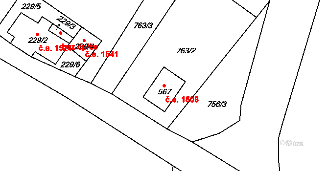 Hrabětice 1508, Janov nad Nisou na parcele st. 567 v KÚ Janov nad Nisou, Katastrální mapa