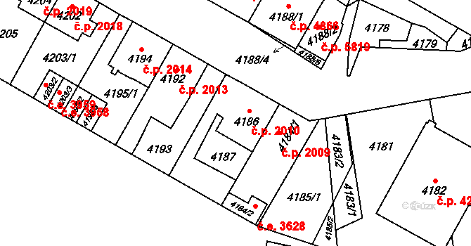 Jihlava 2010 na parcele st. 4186 v KÚ Jihlava, Katastrální mapa