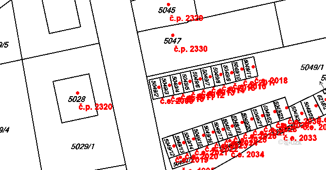 Jihlava 2010 na parcele st. 5049/3 v KÚ Jihlava, Katastrální mapa