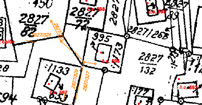 Tvarožná Lhota 596 na parcele st. 995 v KÚ Tvarožná Lhota, Katastrální mapa