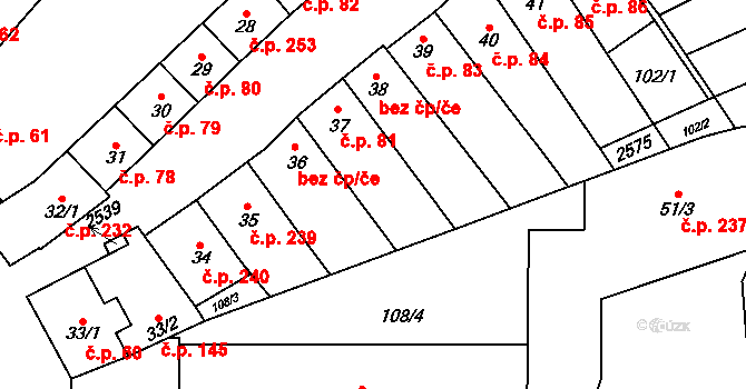 Chvalkovice na Hané 81, Ivanovice na Hané na parcele st. 37 v KÚ Chvalkovice na Hané, Katastrální mapa