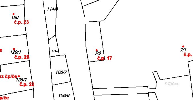 Racek 17, Chlístov na parcele st. 7/3 v KÚ Chlístov u Benešova, Katastrální mapa