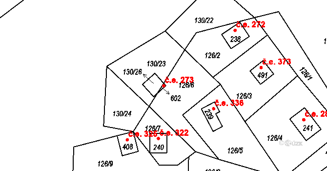 Třebsín 273, Krňany na parcele st. 130/26 v KÚ Třebsín, Katastrální mapa