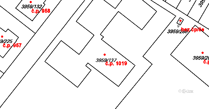 Jindřichův Hradec II 1019, Jindřichův Hradec na parcele st. 3959/137 v KÚ Jindřichův Hradec, Katastrální mapa