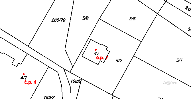 Hubojedy 7, Mladějov na parcele st. 47 v KÚ Hubojedy, Katastrální mapa