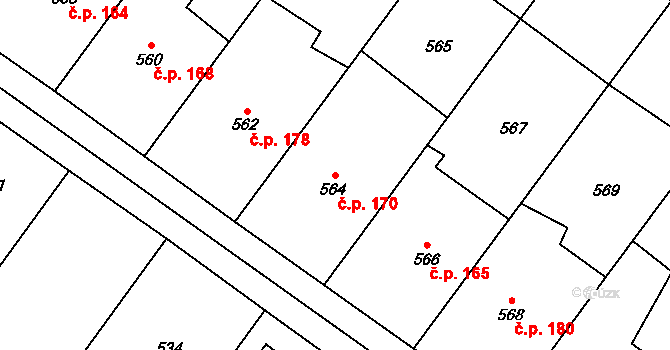 Dolní Marklovice 170, Petrovice u Karviné na parcele st. 564 v KÚ Dolní Marklovice, Katastrální mapa