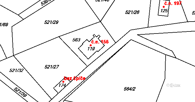 Řepčice 156, Velké Popovice na parcele st. 119 v KÚ Mokřany u Velkých Popovic, Katastrální mapa