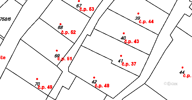 Ohrazenice 37, Jaroměřice nad Rokytnou na parcele st. 41 v KÚ Ohrazenice na Moravě, Katastrální mapa