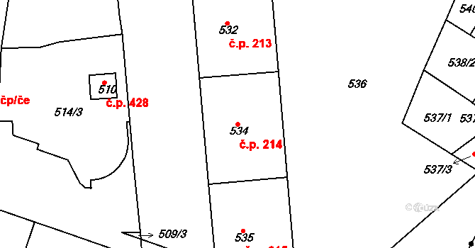Řetenice 214, Teplice na parcele st. 534 v KÚ Teplice-Řetenice, Katastrální mapa