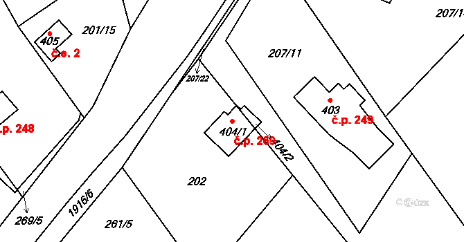 Milíkov 269 na parcele st. 404/1 v KÚ Milíkov u Jablunkova, Katastrální mapa