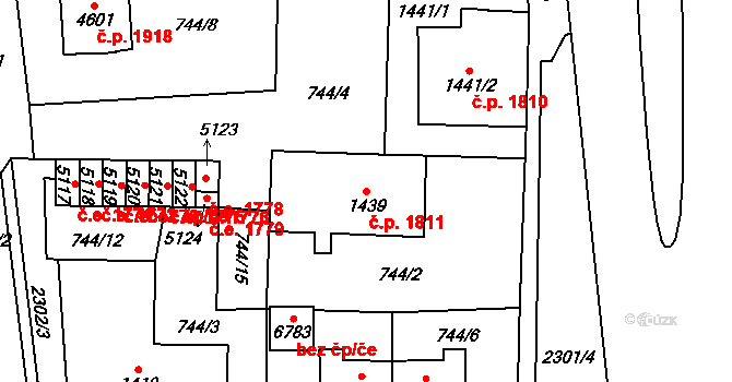 Cheb 1811 na parcele st. 1439 v KÚ Cheb, Katastrální mapa