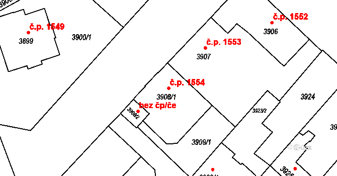 České Budějovice 3 1554, České Budějovice na parcele st. 3908/1 v KÚ České Budějovice 3, Katastrální mapa